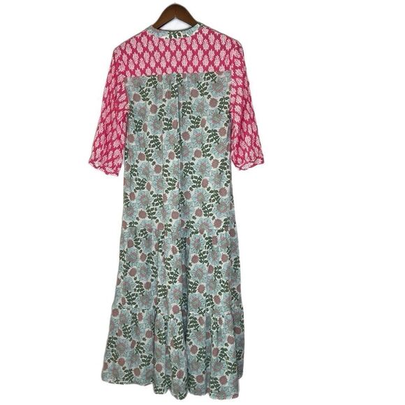 Zara Patchwork Floral Pink and Green Midi Dress - Picture 4 of 10